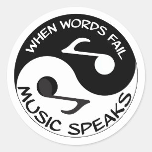Yin Yang Music Classic Round Sticker