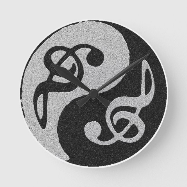 yin yang music clave note round clock (Front)