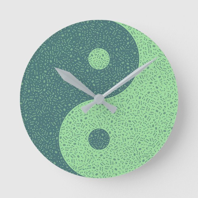 Yin Yang Music Notes Round Clock (Front)