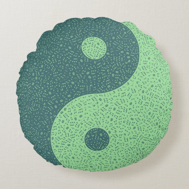 Yin Yang Music Notes Round Cushion (Front)