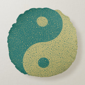 Yin Yang Music Notes Round Cushion