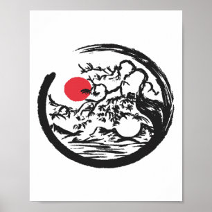 Yin Yang Natural Bonsai Tree Qi Gong Yoga Tai Chi Poster