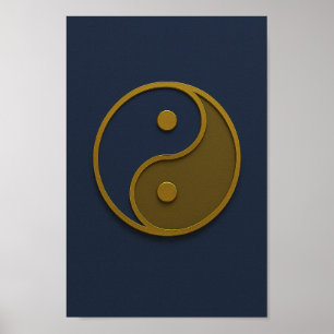 Yin Yang Navy Bronze Poster