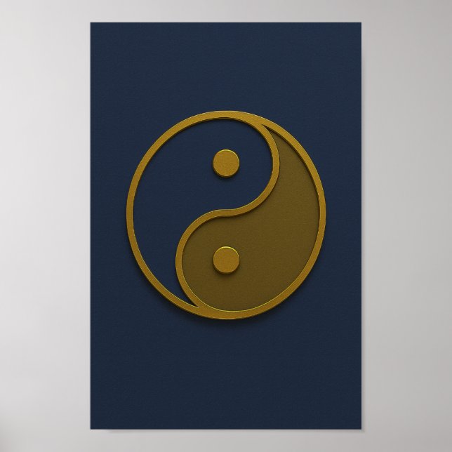 Yin Yang Navy Bronze Poster (Front)