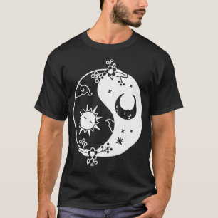 Yin Yang Occult Sun & Moon Black & White  T-Shirt