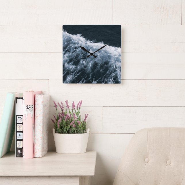 Yin Yang Ocean Glam 1 Square Wall Clock (Reading Room)