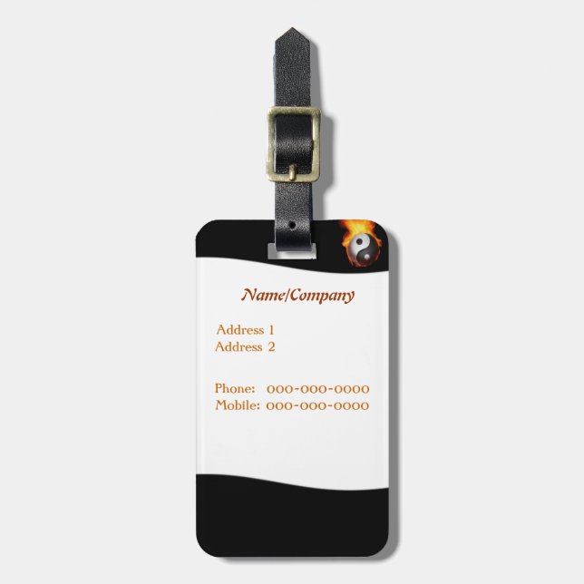 Yin Yang on Fire Luggage Tag (Front Vertical)