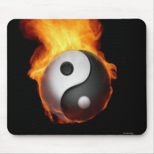 Yin Yang on Fire Mousepad