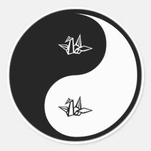 Yin Yang Origami Classic Round Sticker