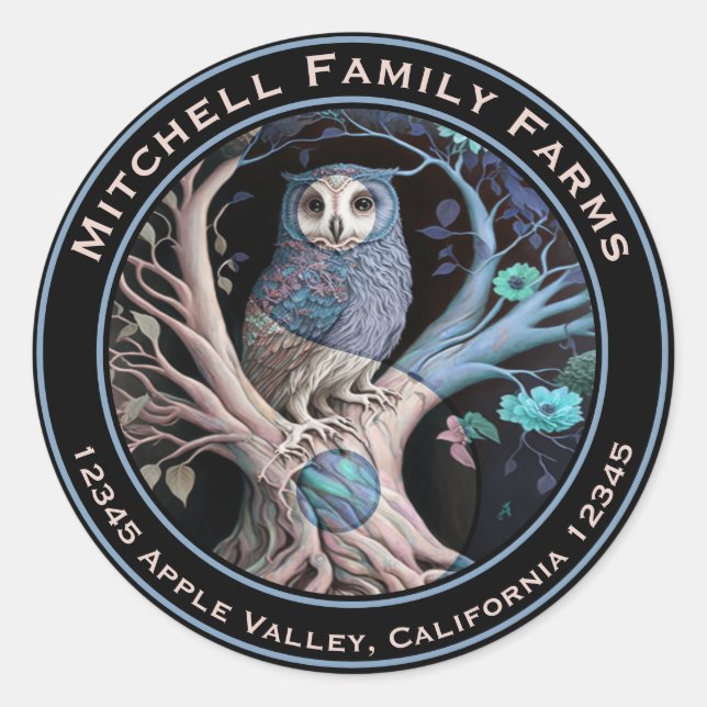 Yin Yang Owl Business Logo Classic Round Sticker (Front)