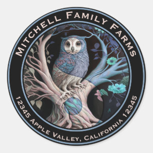 Yin Yang Owl Business Logo Classic Round Sticker