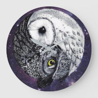 Yin Yang Owls Large Clock