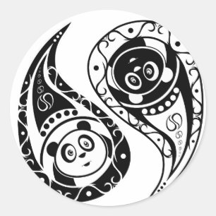 Yin-Yang Panda Classic Round Sticker