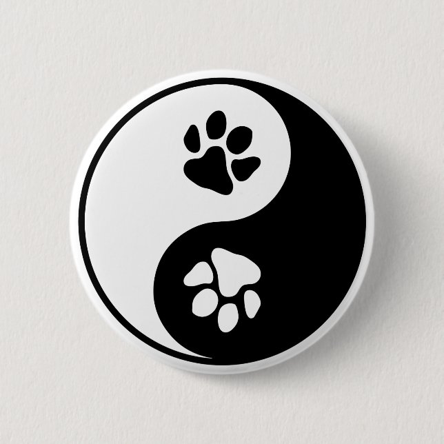 Yin Yang Paw  6 Cm Round Badge (Front)