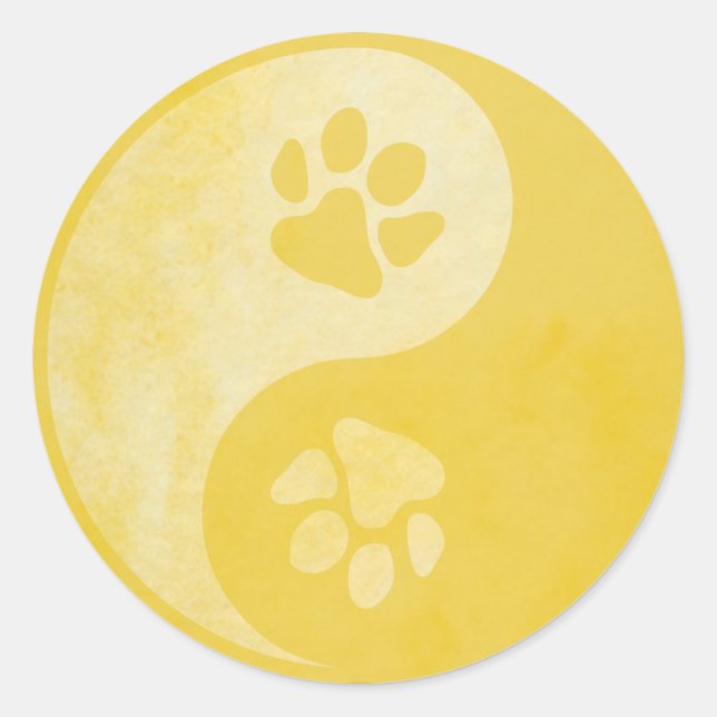 Yin Yang Paw Gold Classic Round Sticker (Front)