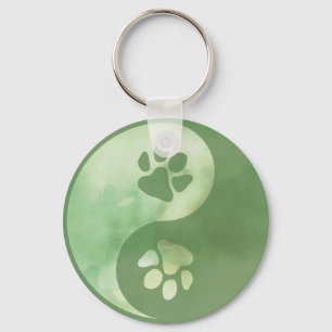 Yin Yang Paw Green Keychain