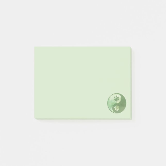 Yin Yang Paw Green Post-it Notes (Front)