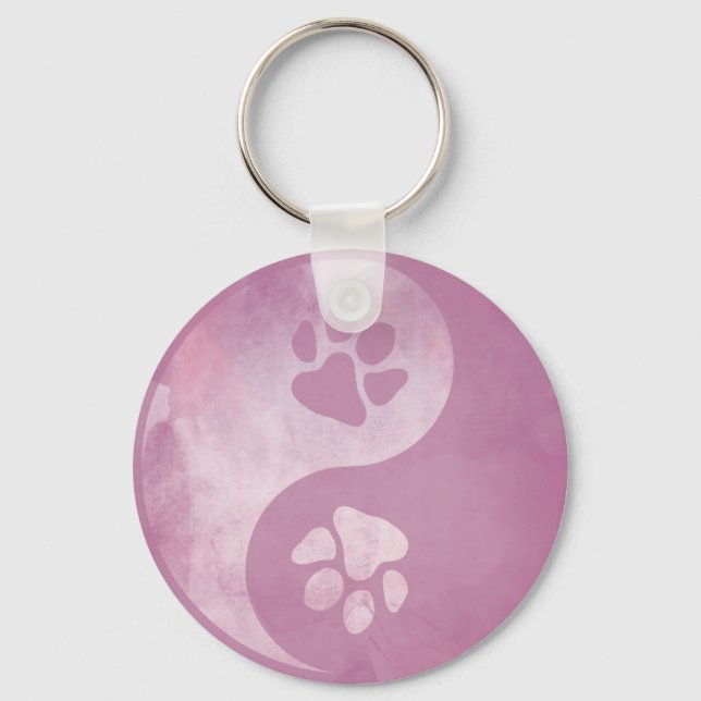 Yin Yang Paw Pink Keychain (Front)