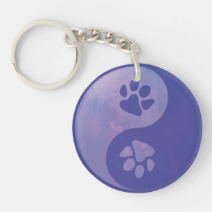 Yin Yang Paw Purple Keychain