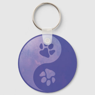 Yin Yang Paw Purple Keychain