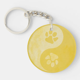 Yin Yang Paw Yellow Keychain