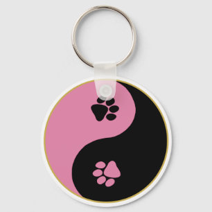 Yin Yang Paws Pink Key Ring