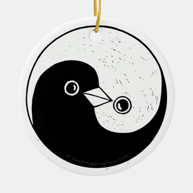 Yin Yang peace doves Christmas decoration (Front)