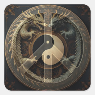 Yin Yang Peace Sign Square Sticker