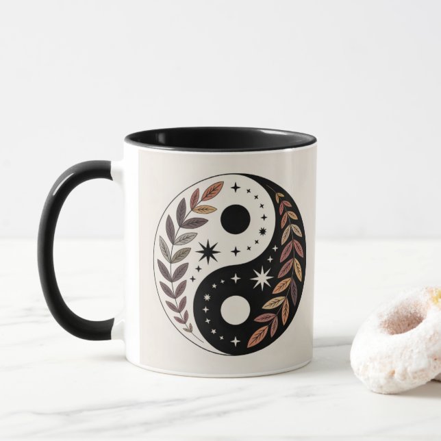 Yin Yang Plant Stars Meditation Mug (With Donut)