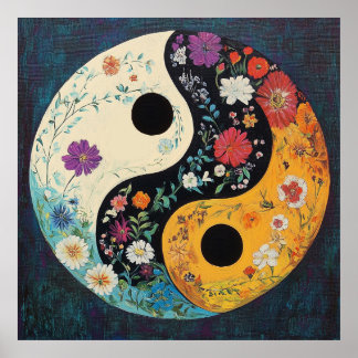 Yin Yang Poster Art - Colourful Yoga Poster