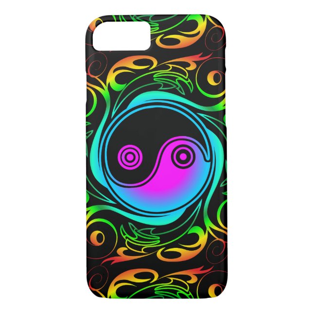 Yin Yang Psychedelic Rainbow Tattoo Case-Mate iPhone Case (Back)