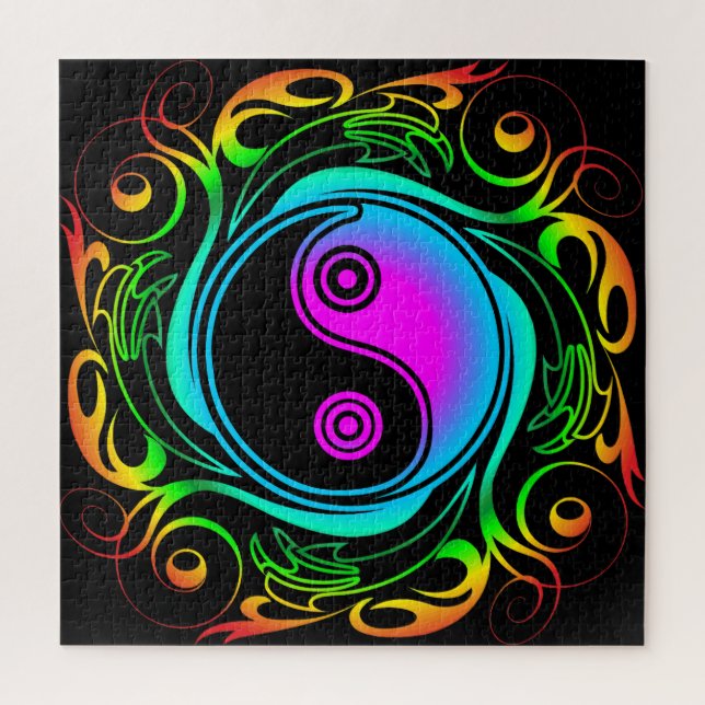 Yin Yang Psychedelic Rainbow Tattoo Jigsaw Puzzle (Vertical)