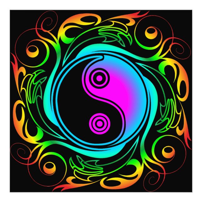 Yin Yang Psychedelic Rainbow Tattoo Photo Print (Front)