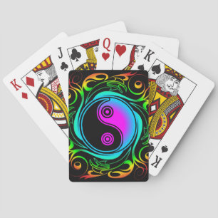 Yin Yang Psychedelic Rainbow Tattoo Playing Cards
