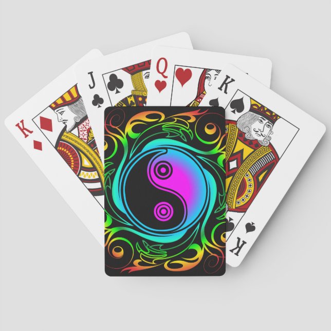 Yin Yang Psychedelic Rainbow Tattoo Playing Cards (Back)