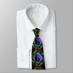 Yin Yang Psychedelic Rainbow Tattoo Tie