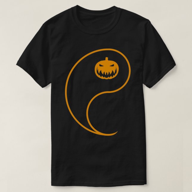 Yin Yang Pumpkin Outfit Funny Halloween Matching C T-Shirt (Design Front)