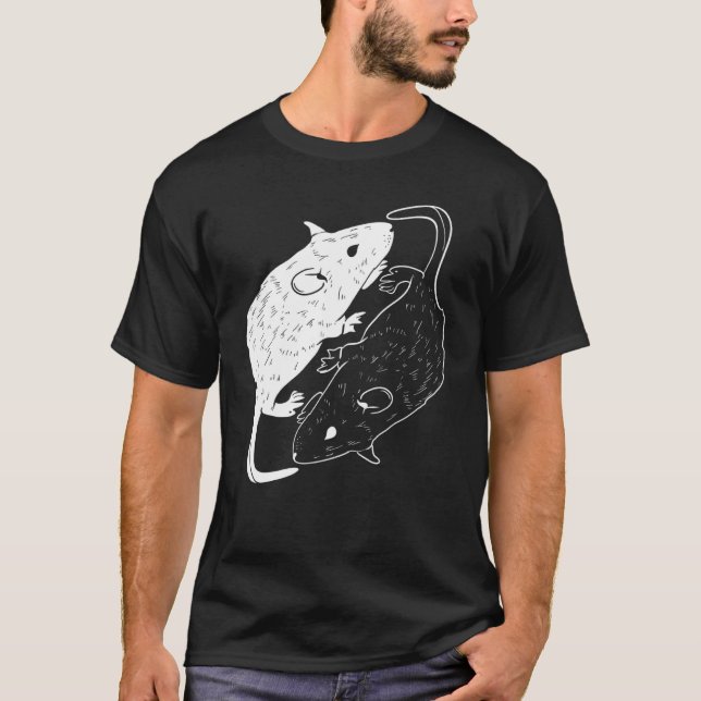 Yin Yang Rat  Rat  Mouse Graphic T-Shirt (Front)