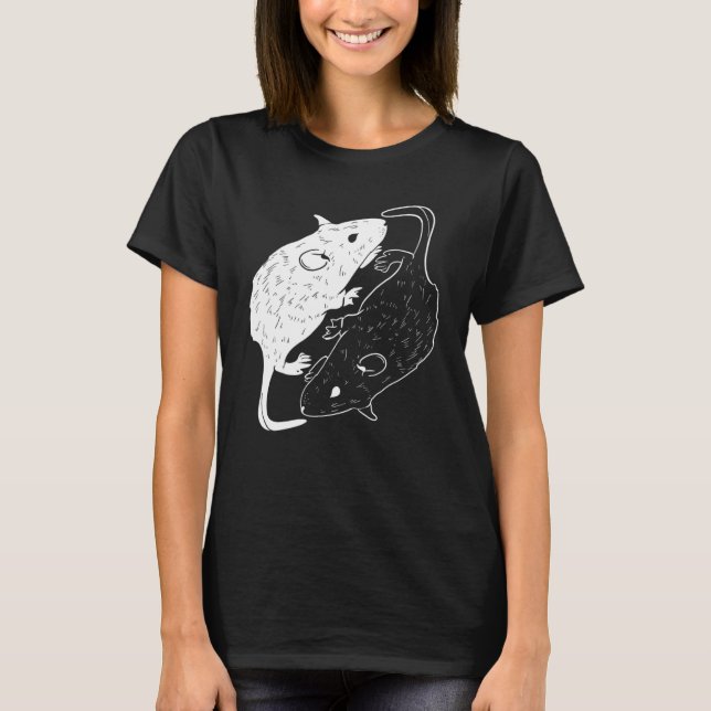 Yin Yang Rat  Rat  Mouse Graphic T-Shirt (Front)