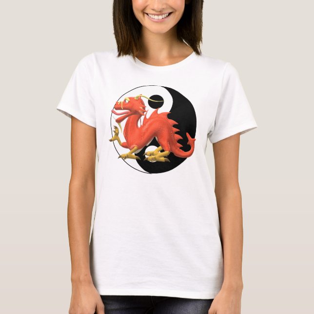 Yin-yang Red Dragon T-Shirt (Front)