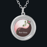 Yin Yang Red Rose round necklace<br><div class="desc">Yin Yang Red Rose round necklace, Red Rose apparel, Yin Yang t-shirts, Valentine gifts by ArtMuvz Illustration.TO PERSONALIZE add your name, or add text instead. Get ready for Valentines Day with our festive gifts and romantic apparel! Perfect for Valentine parties to family gatherings. No matter what your budget is, there's...</div>