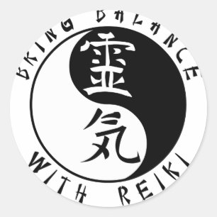 Yin Yang Reiki Kanji Classic Round Sticker