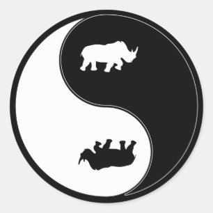 Yin Yang Rhinoceros Classic Round Sticker