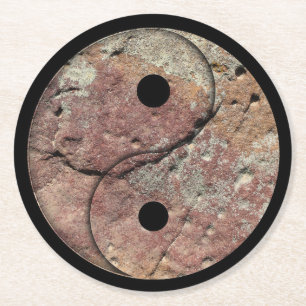 Yin Yang Rock Art Talking Canyons, New Mexico Round Paper Coaster