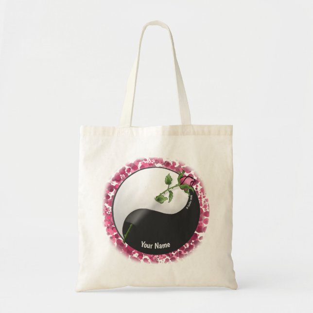 Yin Yang Rose custom name Tote Bag (Front)
