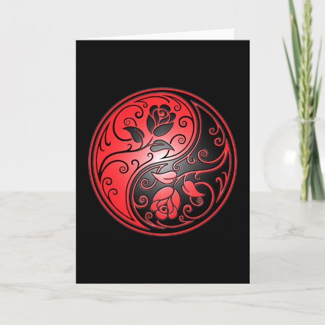 Yin Yang Roses, red and black Card (Front)