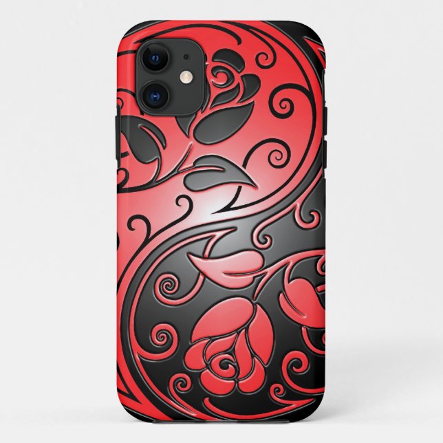 Yin Yang Roses, red and black Case-Mate iPhone Case (Back)