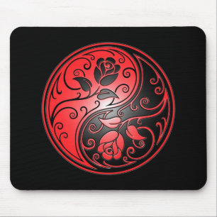 Yin Yang Roses, red and black Mouse Mat
