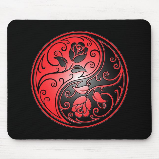 Yin Yang Roses, red and black Mouse Mat (Front)