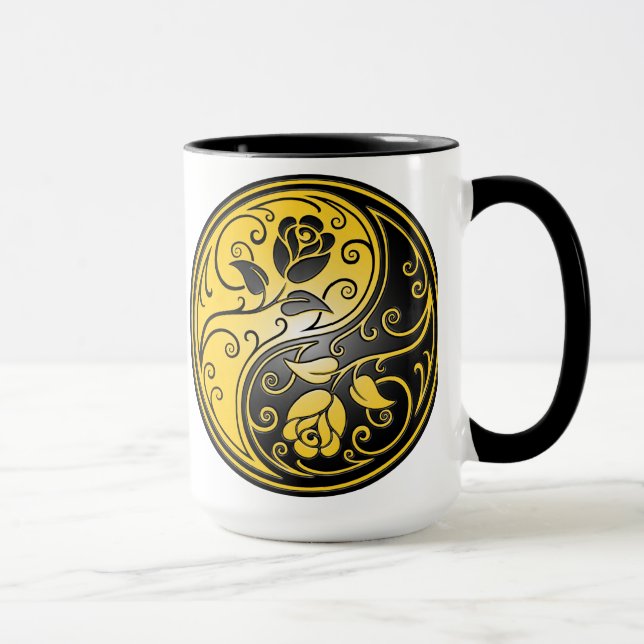 Yin Yang Roses, yellow and black Mug (Right)